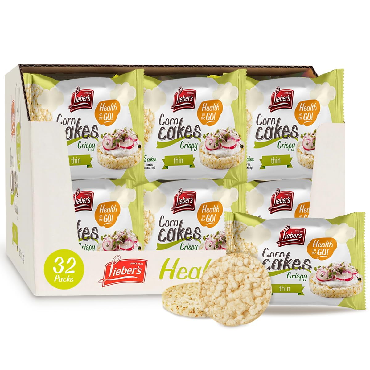 LEIBERS Corn Cakes On OIF8 the Go Snack Pack 32 Packs 5 Thin