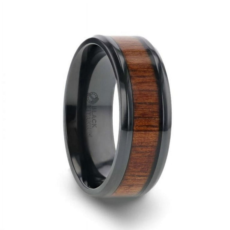Thorsten LEIFI Black Titanium with Koa Wood Inlay and Bevels - 8mm Thorsten LEIFI Black Titanium with Koa Wood Inlay and Bevels - 8mm