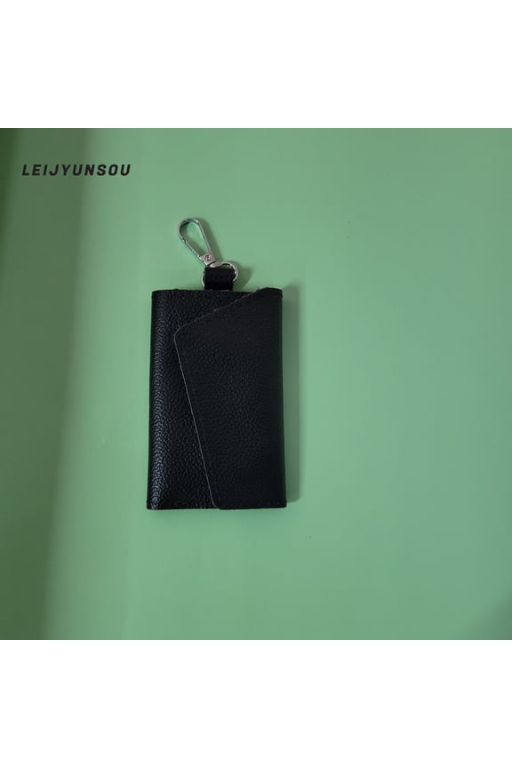 Key pouches Premium Black Full Grain Leather Key Pouch with Zippered Coin & Card Slots  Compact Key Organizer with 6 Key Rings for Men & Women