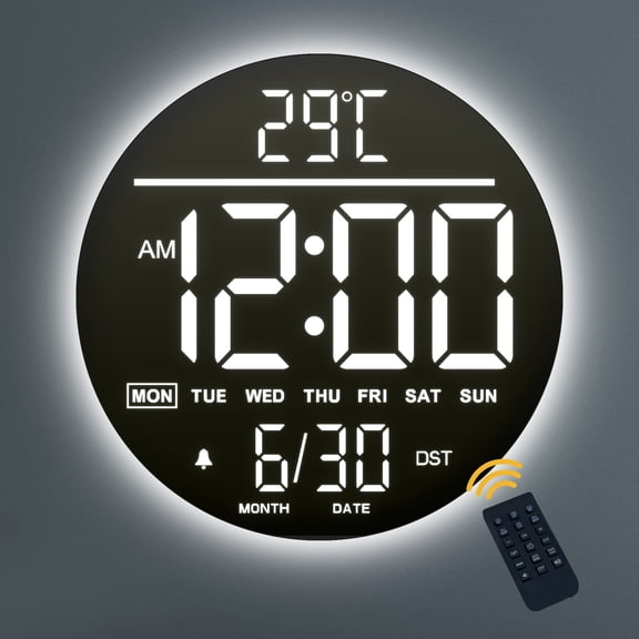 LEIKE 10" Large Digital Wall Clock with Seconds, Alarm Countdown Timer, Big LED Display, RGB Color, DST, Temperature, Mounted for Bedroom Living Room Office Classroom Gym, Xmas Birthday Gift, RGB