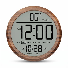 LEIKE 8" Battery-Operated Alarm Clock with Date, Temperature, Auto-DST, NO Blue Light Silent Operation for Classroom