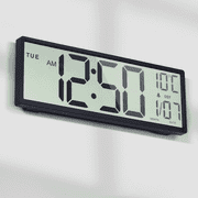 LEIKE 15" Digital Wall Clock Battery Operated Large Display with Date and Day of Week, Large Number with Temperature, Auto DST, Alarm, Snooze, 12/24H for Desk Office