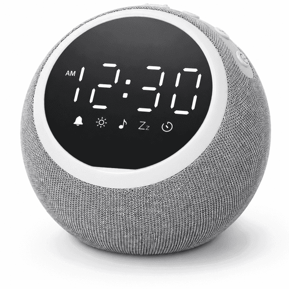 LEIKE Alarm Clock with Sound Machine for Bedroom, White Noise Machine for Sleeping Adults, 25 Soothing Sounds, Night Light, Sleep Timer, Snooze, Gentle Wake Alarm Clock