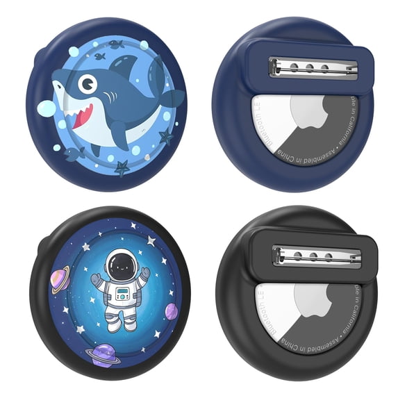 LEIPUMART 2 Pack Cartoon AirTag Holder with Clip - Hidden Tracker Case for Kids/Pets, Military-Grade Silicone Cover, Zero Dangle Design, Compatible with Apple AirTag