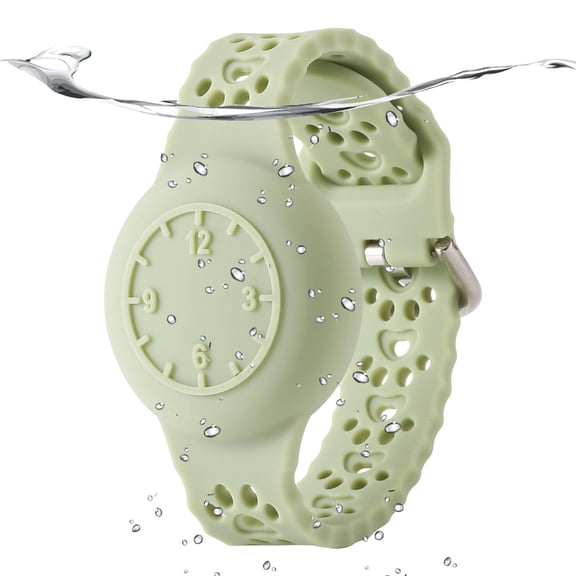 LEIPUMART Waterproof Silicone AirTag Bracelet for Kids, Soft & Adjustable Wristband, GPS Tracker for Apple AirTag, Protective Case for Pool, Beach, & Everyday Use