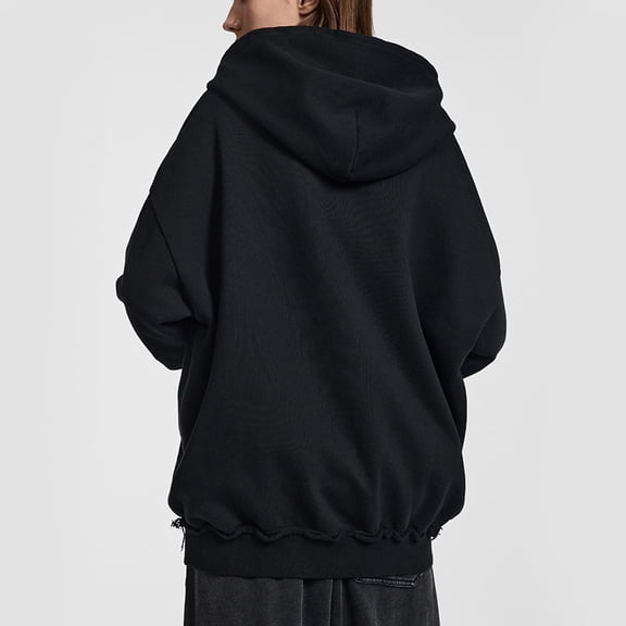 LEISFRE Heavyweight 500g Cotton Hoodie – Frayed Edge Zip-Up Pullover, New Autumn Street Style Sweatshirt for Men & Women