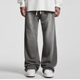 thumbnail image 1 of LEISFRE Hip Hop Street Style Men’s Straight Leg Pants – 100% Cotton Washed Distressed Casual Sports Long Pants, Loose Fit, 1 of 7