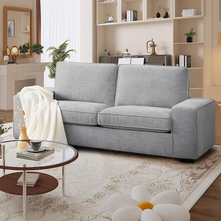 LEISLAND 71.25 Modern Sofas for Living Room Chenille Loveseat Couch with Solid Wood Metal Square Arm and Removable Cover Small Sofas Couches for