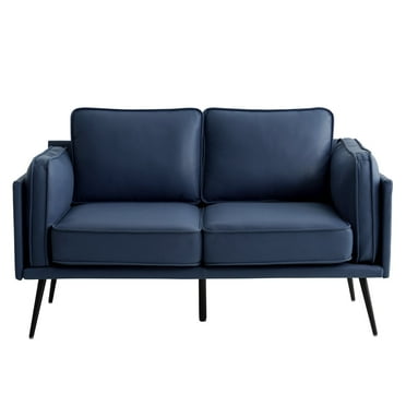 LEISLAND Leather Sofa loveseat for Living Room, Small Couches for Small Spaces, 2 Seater Sofa with Removable Cushion,Detachable Cover/Easy to Install(Blue)