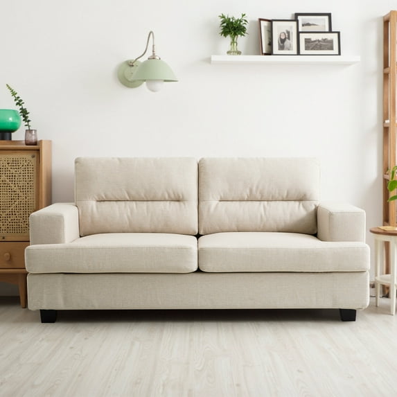 LEISLAND Modern Sofas for Living Room Clearance, 2 Seater Sofa Loveseat with Charging Port, Small Couches for Small Spaces, Beige Sofa with Removable Cushion, Detachable Cover(Beige)