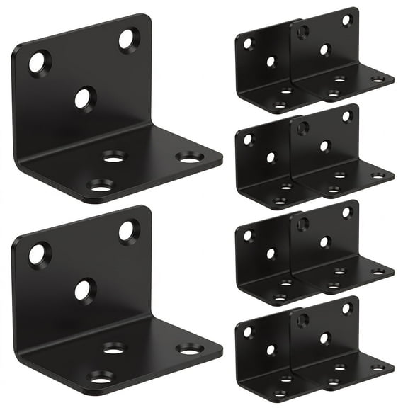 LEIUOXI 10 Heavy Duty Black Stainless Steel L-Shaped Corner Braces, 1.97"x1.42"x1.42" Right Angle Brackets for Wood, Furniture & Cabinets