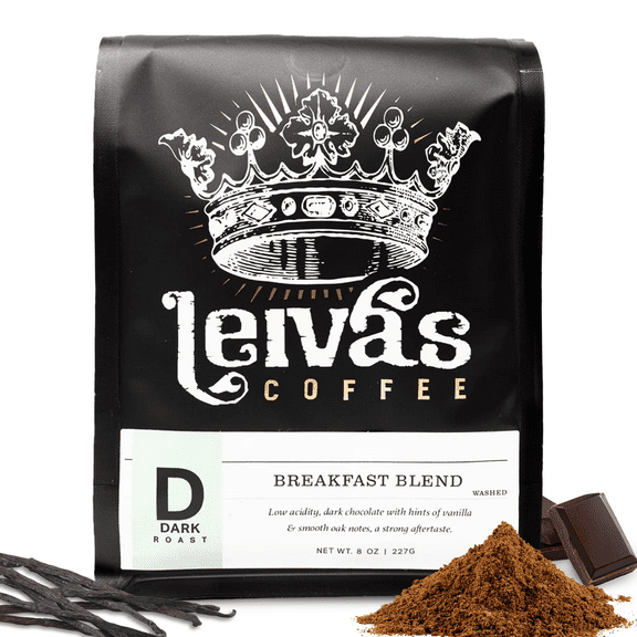 Leivas Breakfast Blend Dark Roast Coffee (8oz), Roasted to Order, Small Batch Guatemalan Beans  Organic Single Origin Coffee Ground - Low Acidity Dark Roast for Drip & French Press Brews