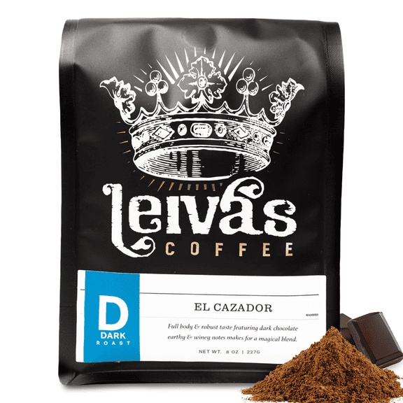 Leivas Dark Roast Ground Coffee (8 Oz) - Roasted to Order, Micro-Lot Guatemalan Beans - El Cazador Coffee Grounds w/ Vanilla, Blueberries & Chocolate Notes - Earthy, Winey Low Acidity Roast