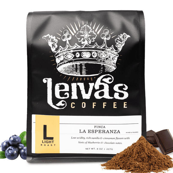 Leivas Ground Light Roast Coffee, Roasted to Order, Small Batch Guatemalan Beans Finca La Esperanza Single Origin Coffee Ground w/ Vanilla, Cinnamon & Chocolate Notes - Low Acidity Roast