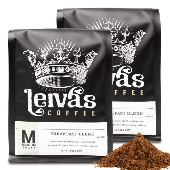 Leivas Breakfast Blend Medium Roast Coffee, Roasted to Order, Small Batch Guatemalan Beans Organic Single Origin Coffee Ground - Low Acidity Medium Roast for Drip & French Press Brews 2 pack
