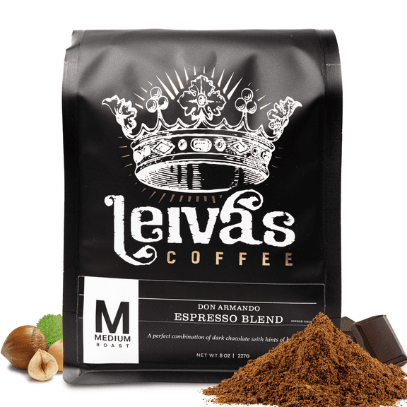Leivas Medium Roast Espresso Ground (8oz), Roasted to Order, Micro-Lot Guatemalan Coffee Beans Don Armando Espresso Coffee Ground w/ Chocolate, Citrus & Hazelnut Notes - Smooth, Low Acidity Roast