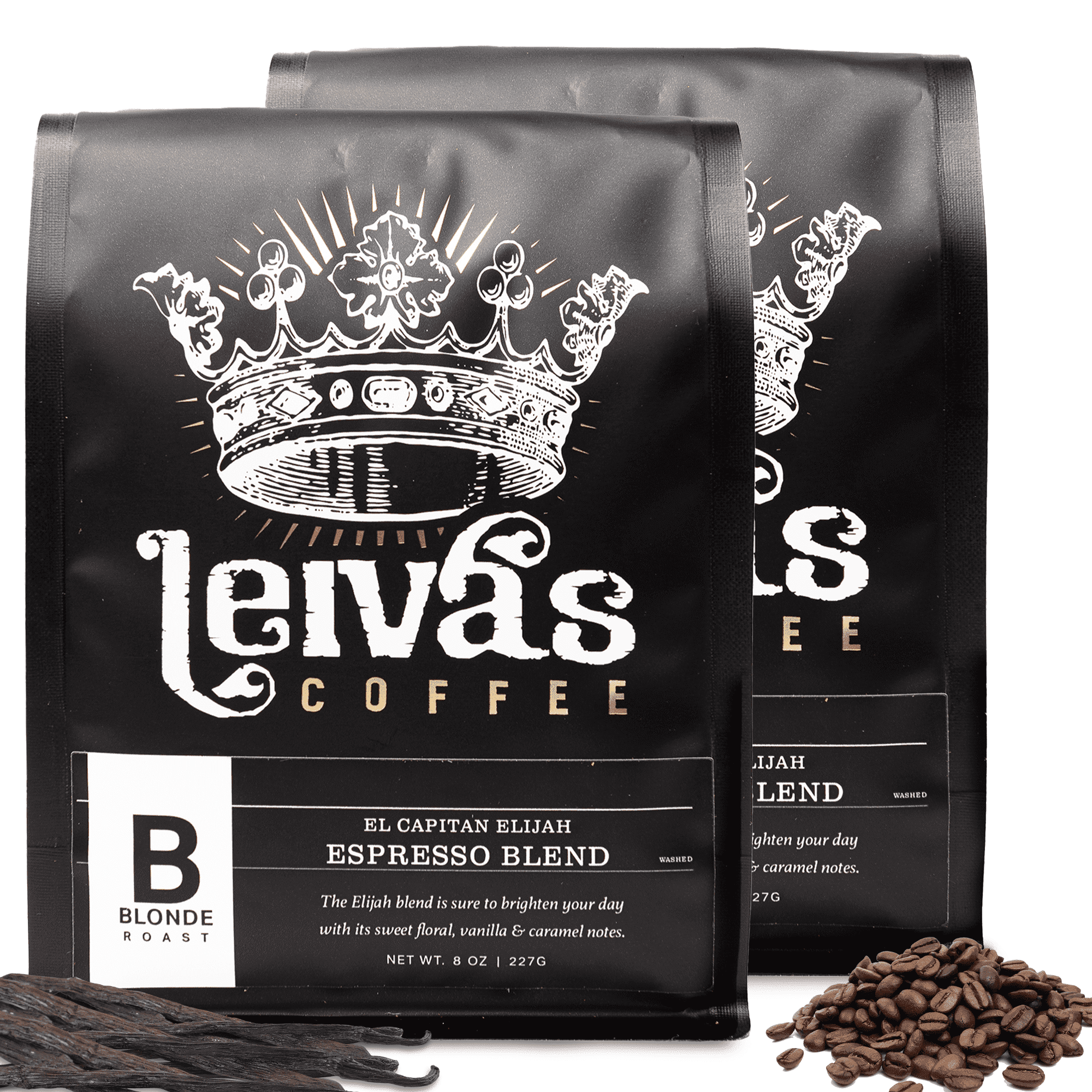 Leiva’s Whole Bean Blonde Espresso (8oz), Roasted to Order, Micro-Lot Guatemalan Beans – El Capitan Elijah Espresso Coffee Beans w/ Floral, Citrus & Caramel Notes - Low Acidity Blonde Roast ( 2 Pack)
