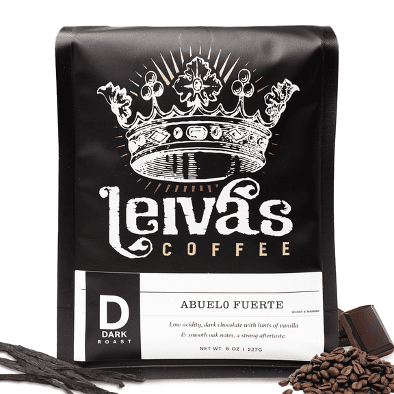 Leivas Dark Roast Whole Bean Coffee (8 Oz) Roasted to Order, Micro-Lot Guatemalan Beans Abuelo Fuerte Whole Beans w/ Chocolate & Caramel Notes Dark Roast for Drip & French Press Brews