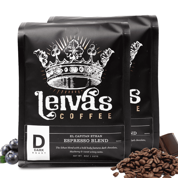 Leivas Dark Roast Whole Bean Espresso (8oz), Roasted to Order, Micro-Lot Guatemalan Coffee Beans  El Capitan Ethan Espresso Coffee Beans w/ Chocolate & Blueberry Notes - Low Acidity Roast 2 pack