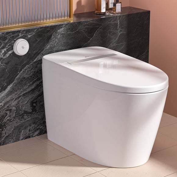 LEIVI Smart Toilet with Built-in Heated Seat, Tankless Toilet with Auto Flushing, Adjustable Seat Temp, Flush Remote Control, Elongated