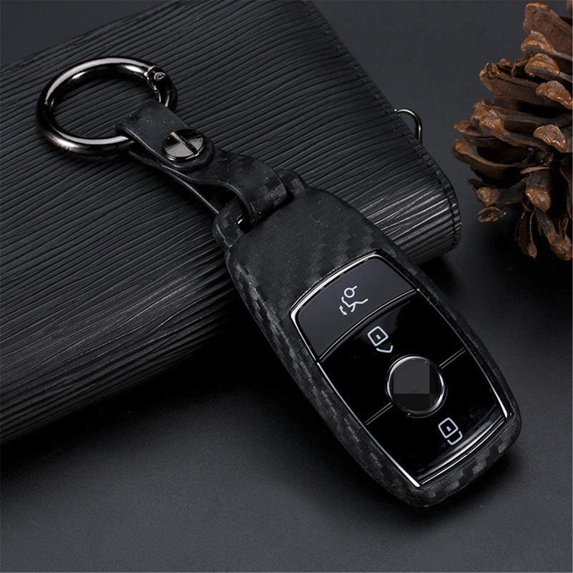 LEIXIAOO Carbon Fiber Texture Cover Car Remote Key Fob Case for Mercedes Benz A C E S G