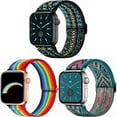 thumbnail image 1 of LEIXIUER 1/3Pack Scrunchie Nylon Braided Solo Loop Strap for Apple Watch Bands 38mm 40mm 44mm 45mm 41mm 49mm 42mm for Women Men, Adjustable Bands Wristbands for iWatch Series Ultra SE 8 7 6 5 4 3 2 1, 1 of 14