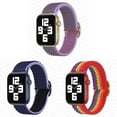 thumbnail image 1 of LEIXIUER 1/3Pack Scrunchie Nylon Braided Solo Loop Strap for Apple Watch Bands 38mm 40mm 44mm 45mm 41mm 49mm 42mm for Women Men, Adjustable Bands Wristbands for iWatch Series Ultra SE 8 7 6 5 4 3 2 1, 1 of 14