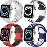 LEIXIUER 1/4Pack Silicone Sport Band Compatible with Apple Watch Ultra Bnads 44mm 45mm 38mm 40mm 49mm 42mm 41mm Women Men Adjustable Breathable Strap Replacement iWatch Series 8 7 SE 6 5 4 3 2 1
