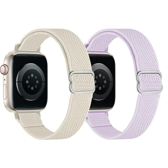 LEIXIUER 2 Pack Slim Stretchy Compatible with Apple Watch Bands 38mm 40mm 41mm 42mm 44mm 45mm Ultra 49mm Women,Lady Nylon Thin Elastics Solo Loop Straps Replacement iWatch Series 8 7 6 SE 5 4 3 2 1