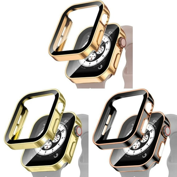 LEIXIUER 3 Pack 6 Pack Hard PC Tempered Glass Watch Case for Apple Watch 40mm 44mm 38mm 45mm 41mm 42mm Women Men, Accessories Shockproof Bumper Case for iWatch Apple Series 8 7 SE 6 5 4 3 2 1