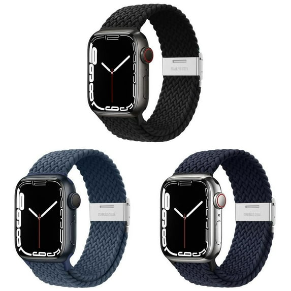 LEIXIUER 3 Pack Nylon Braided for Apple Watch Bands ultra 49mm 8 7 41mm 45mm 6 SE 44mm 40mm for Series 3 4 5 2 1 38mm 42mm 41 mm 45 mm Elastic Adjustable Sport Strap Wristbands