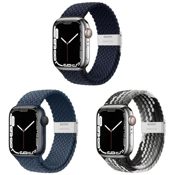 LEIXIUER 3 Pack Nylon Braided for Apple Watch Bands ultra 49mm 8 7 41mm 45mm 6 SE 44mm 40mm for Series 3 4 5 2 1 38mm 42mm 41 mm 45 mm Elastic Adjustable Sport Strap Wristbands