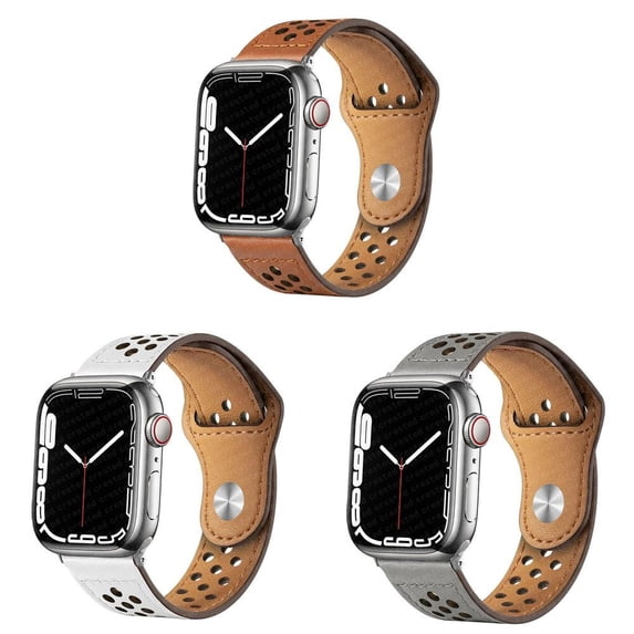 LEIXIUER 3Pack UP Soft Leather Bands Compatible with Apple watch iWatch Bands 45mm 41mm Ultra 49mm 38mm 40mm 44mm 42mm Thin Breathable Leather Wristbands for iWatch Series 9 8 7 SE 6 5 4 3 2 1