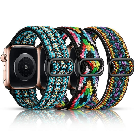 LEIXIUER 3Pack Stretchy Solo loop Band Compatible with Apple Watch Bands 44mm 42mm 40mm 38mm 45mm 41mm Ultra 49mm, Braided Strap Nylon Bands Adjustable Loop Wrist for iWatch Series 9 8 SE 6 5 4 3 2 1