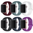 thumbnail image 1 of LEIXIUER 6 Pack Silicone Bands for Apple Watch Bands 40mm 38mm 44mm 42mm 41mm 45mm Women Men, Soft Silicone Waterproof Sport Band Replacement Wristbands for iWatch Series 7 6 5 4 3 2 1 SE, 1 of 9