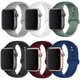 thumbnail image 1 of LEIXIUER 6 Pack Silicone Bands for Apple Watch Bands 40mm 38mm 44mm 42mm 41mm 45mm Women Men, Soft Silicone Waterproof Sport Band Replacement Wristbands for iWatch Series 7 6 5 4 3 2 1 SE, 1 of 9
