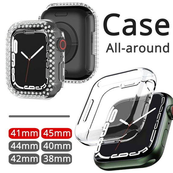 LEIXIUER All-around Case for Apple Watch Case 40mm 45 mm 41 mm 44mm 42mm 38mm Ultra-thin TPU Clear Frame Soft Cover for iWatch Series 3 6 7 5 4 3 2 1 SE -Diamond