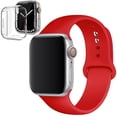 thumbnail image 1 of LEIXIUER Band for Apple Watch Bands 38mm with Case Clear Silicone Screen Protector Cover,Soft Silicone Sport Replacement Wristband for iWatch Apple Watch Series 3 2 1 Strap -Red, 1 of 9