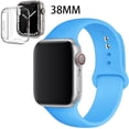 thumbnail image 1 of LEIXIUER Band for Apple Watch Bands 38mm with Case Clear Silicone Screen Protector Cover,Soft Silicone Sport Replacement Wristband for iWatch Apple Watch Series 3 2 1 Strap -Blue, 1 of 9