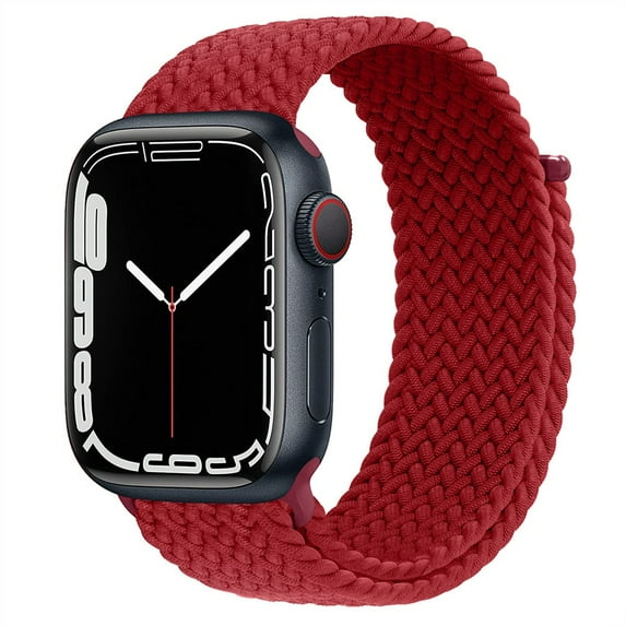 LEIXIUER Braided Solo Loop Strap Compatible with Apple Watch Bands 44mm 40mm 45mm 41mm 42mm 38mm Ultra 49mm Nylon Elastic Belt Bracelet Replacement iWatch Series 8 7 6 SE 3 4 5 -Red