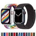 thumbnail image 1 of LEIXIUER Braided Solo Loop Strap Compatible with Apple Watch Bands 44mm 40mm 45mm 41mm 42mm 38mm Ultra 49mm Nylon Elastic Belt Bracelet Replacement iWatch Series 8 7 6 SE 3 4 5 -Rainbow, 1 of 8