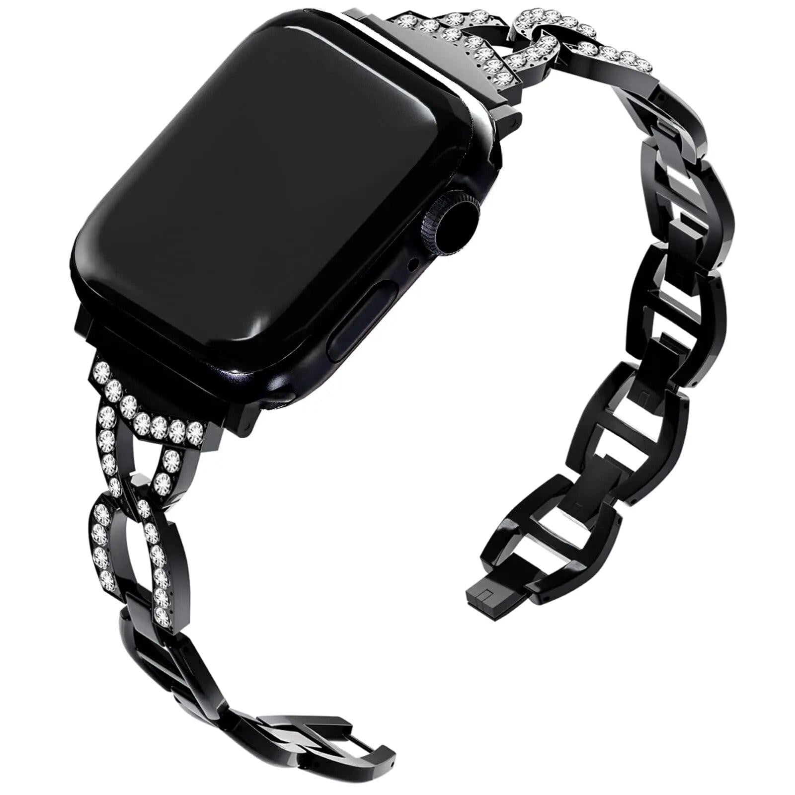 Stylish Stainless Steel Chain Watch Band for Apple Watch 40mm-45mm, Women’s BXUXOHS Compatible with Apple Watch Band 41mm 40mm 38mm 49mm  main image 4