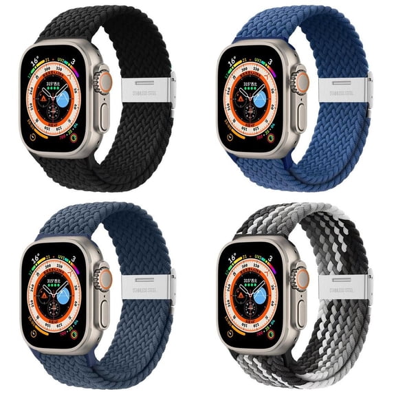 LEIXIUER Compatible with Apple Watch Bands 44mm 45mm 42mm 49mm, Braided Solo Loop Nylon Sport Stretchy Strap Adjustable Buckle Wristband for iWatch Series 8 7 6 SE 5 4 3 2 1 Ultra,Women Men