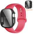 thumbnail image 1 of LEIXIUER Compatible with Apple Watch Silicone Sport Bands iWatch Series Band 49mm 45mm 44mm 41mm 40mm and Hard Privacy Screen Protectors Case Cove Apple Watch Series 9 8 7 SE 6 5 4 Ultra 2 Women Men, 1 of 12
