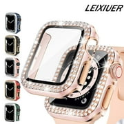 LEIXIUER Compatible with Apple Watch case 40mm with Tempered Glass Screen Protector for iwatch Series 6/5/4/SE, Bling Crystal Diamond Rhinestone Bumper Full Cover Protective Case Women Girls 40mm