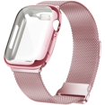 thumbnail image 1 of LEIXIUER Compatible with Apple Watch Band 41mm Milanese Band with Screen Protector Case for Apple Watch Series 7 - pink gold, 1 of 8