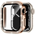 thumbnail image 1 of LEIXIUER Diamond Case Compatible with Apple Watch 41mm 40mm 38mm 45mm 44mm 42mm iWatch Series 9 8 7 SE 6 5 4 3 Tempered Glass Screen Protector Crystal Bumper Bling Cases iWatch Protective Cover Women, 1 of 14