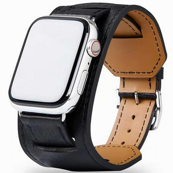 LEIXIUER Leather Cuff Strap Compatible with Apple Watch Band iWatch Bands 45mm 44mm 42mm 49mm 41mm 40mm 38mm Genuine Leather Bracelet for iWatch Series 9 8 7 6 5 4 3 2 1 SE&SE 2 Ultra&Ultra 2