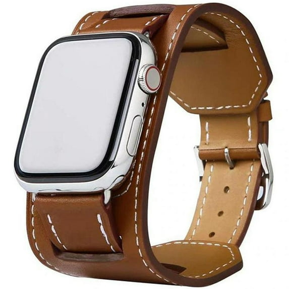 LEIXIUER Leather Cuff Strap Compatible with Apple Watch Band iWatch Bands 45mm 44mm 42mm 49mm 41mm 40mm 38mm Genuine Leather Bracelet for iWatch Series 9 8 7 6 5 4 3 2 1 SE&SE 2 Ultra&Ultra 2