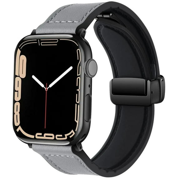 LEIXIUER Magnetic Genuine Leather Wristbands Compatible with Apple Watch Bands 41mm 40mm 38mm 49mm 45mm 44mm 42mm Men Women, Genuine Leather Band for iWatch Series 9 8 7 6 SE 5 4 3 2 Ultra